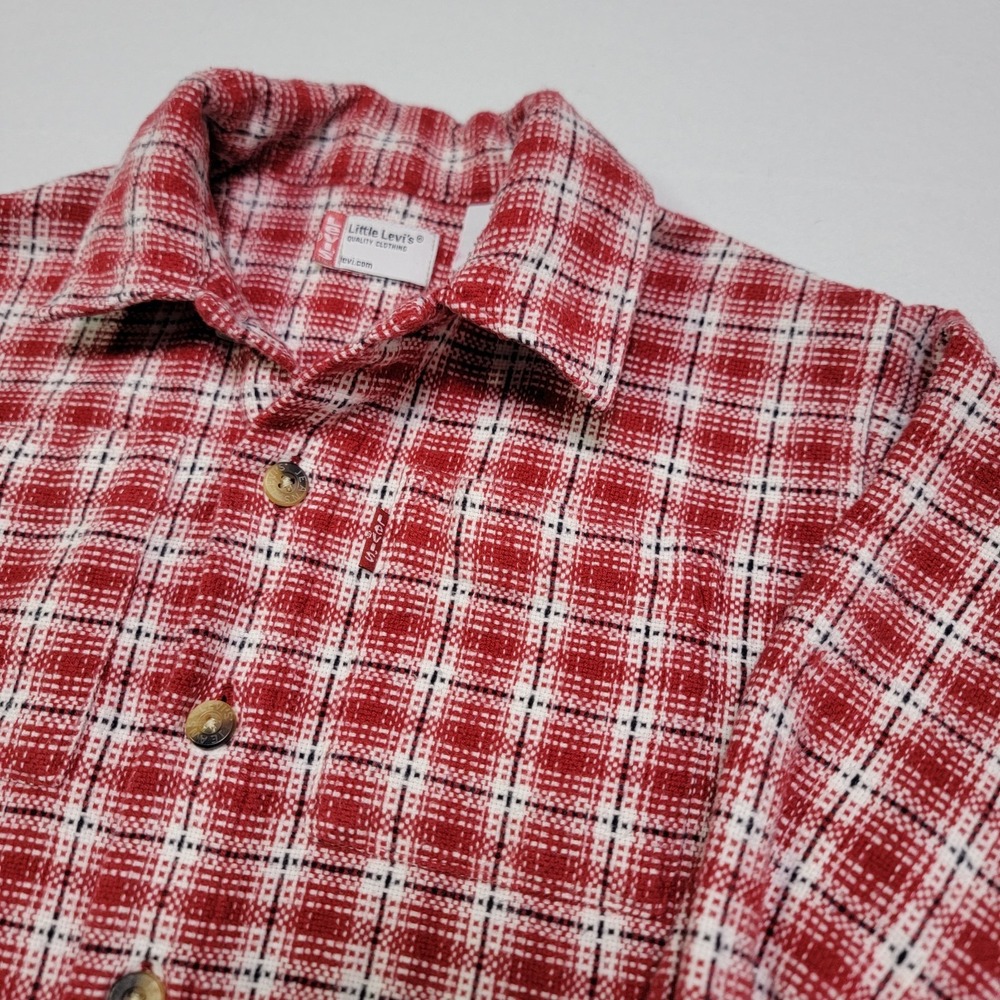 Little Levi's 3T Red Plaid Button Up Flannel Long Sleeve EUC Casual Boys